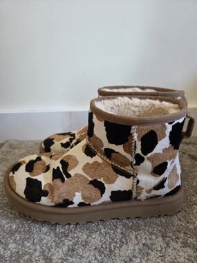 UGG Cow Print Sheepskin Lined Boot